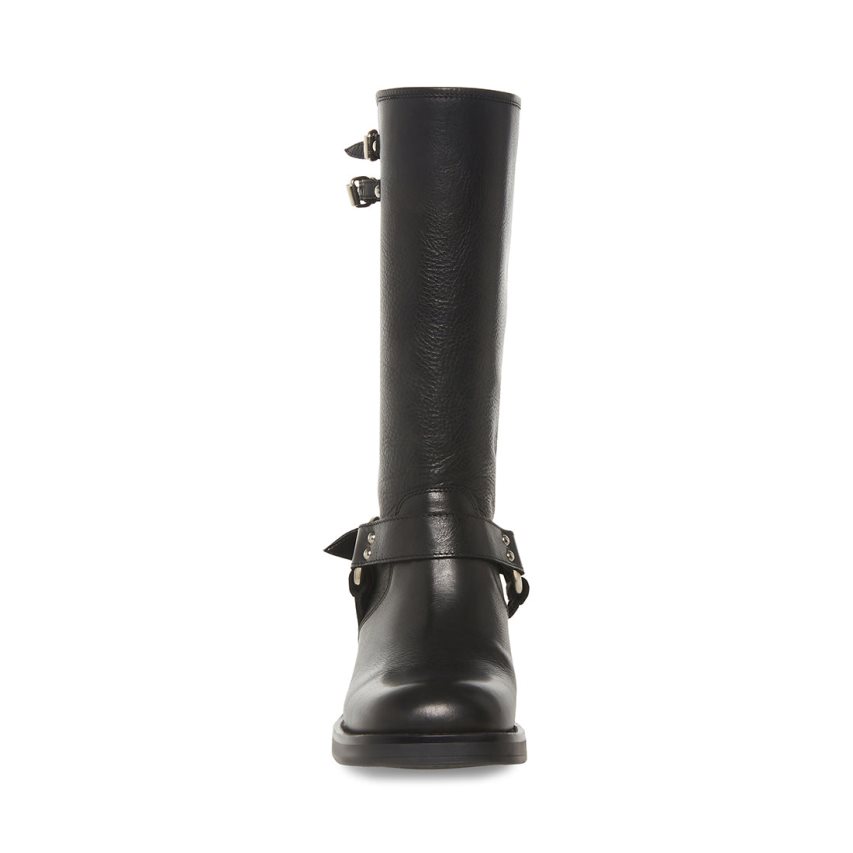 Black Steve Madden Axelle Leather Women's High Boots | PH 4209SXL